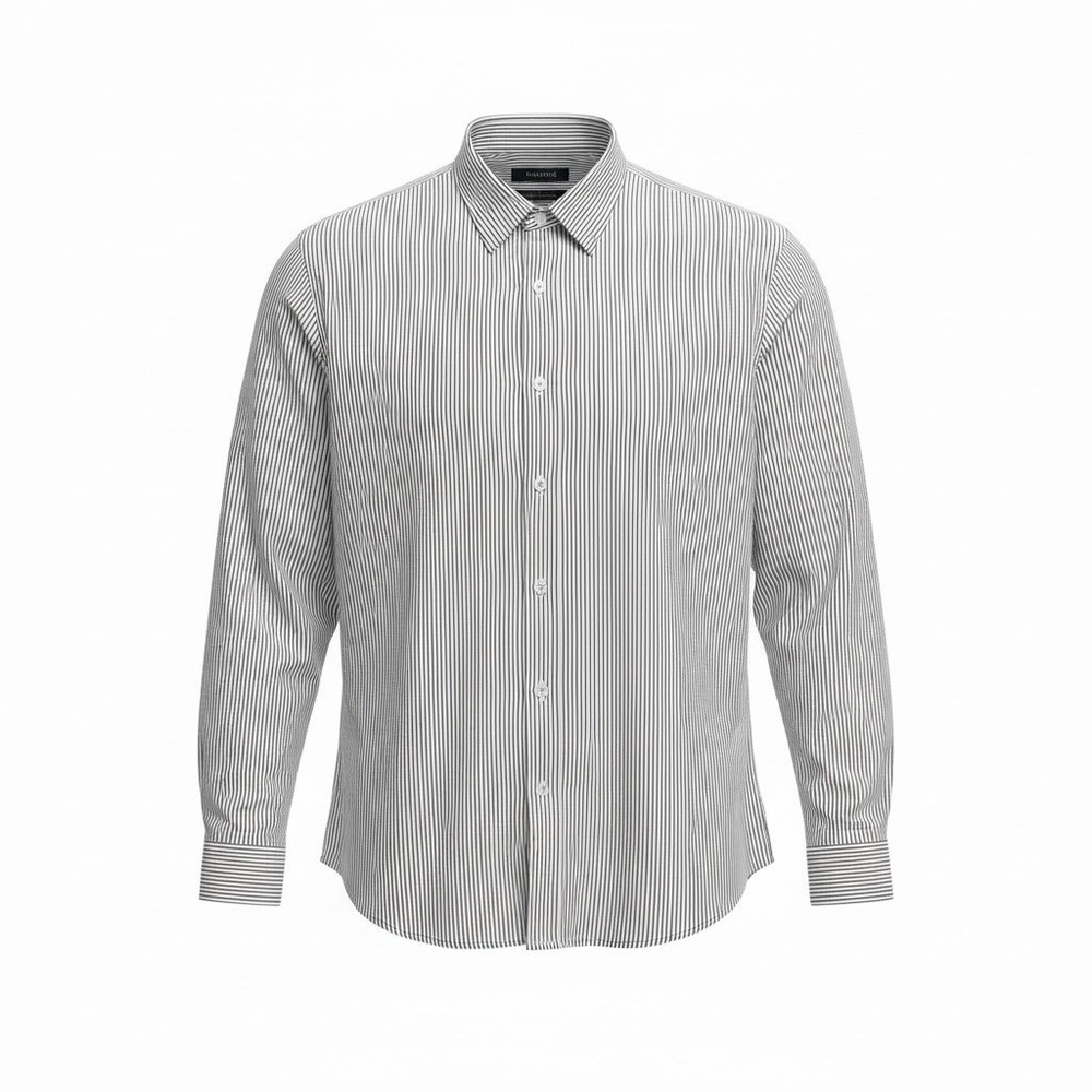 Rhône Men's‎ Stretch Commuter Long Sleeve Blue Stripped Dress Shirt,  LG